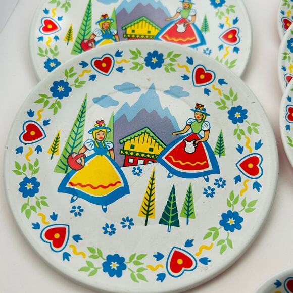 Vintage Metal Tea Serving Set Dutch Bavarian Children's Play Set Kitchen Pretend - Picture 5 of 6